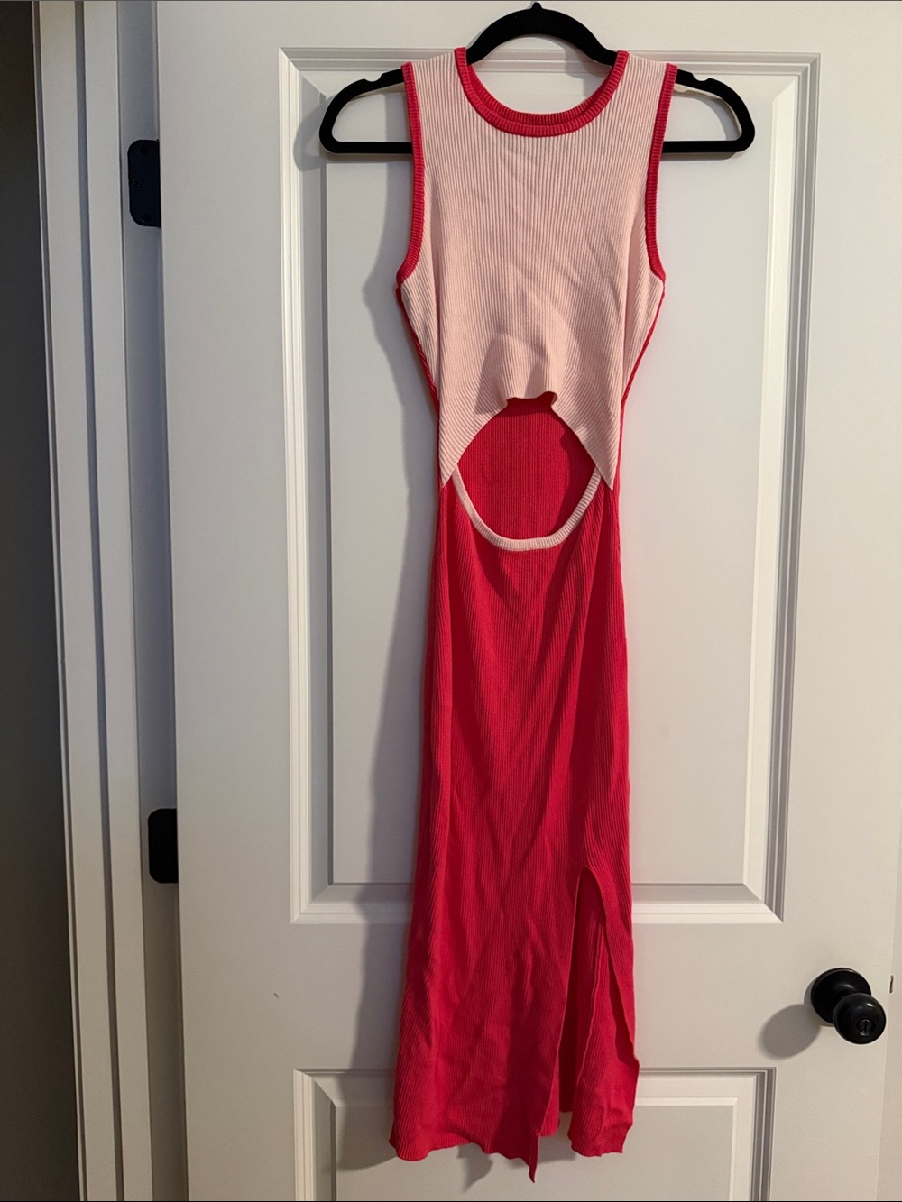 Sleeveless Cutout Two-Tone Pink Maxi Dress